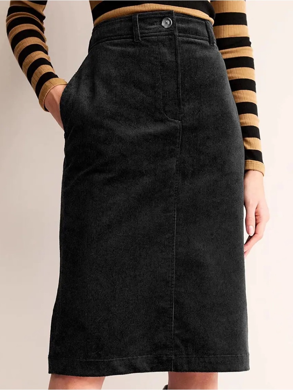Boden Black Corduroy Pencil Skirt - Classic Women's Skirt